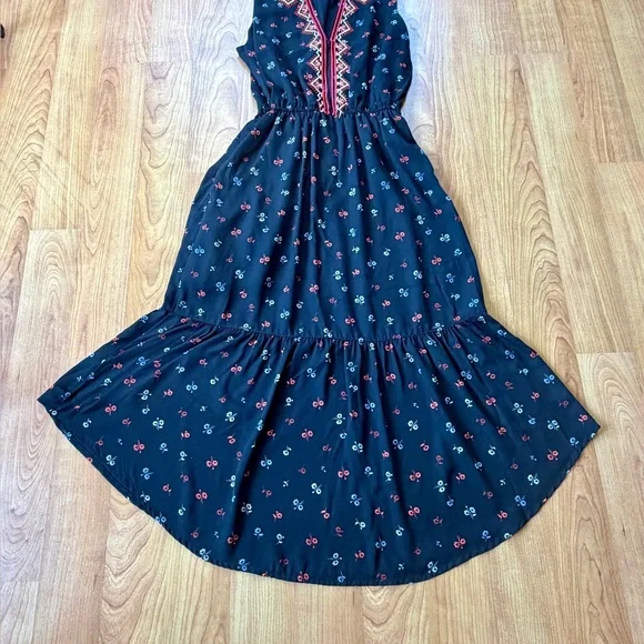 GAP Women’s Boho Pattern Sleeveless Maxi Dress Embroidered V-Neck Size xs - Picture 2 of 8